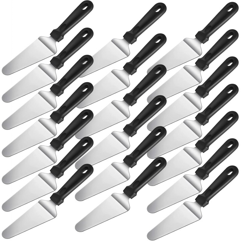 40 Pcs Pizza Spatula Pie Server Stainless Steel Cake Serving Spatula Non Slip Easy to Grip Baking Triangular Spade Plastic Handle Shovel for Desserts Pizza Pie Cake Biscuit
