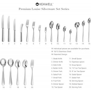 KEAWELL Premium Louise Spoons Set, Set of 4, 18/10 Stainless Steel, Exceptional mirror finish, Dishwasher Safe (7.6
