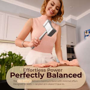 Stainless Steel Meat Mallet Hammer Tenderizer, Textured Grip Meat Mallet Tenderizer, 1.1lb Single-Piece Chicken Pounder, Large Surface Meat tenderizer Tool, 5-Year Warranty, Ablandador de carne