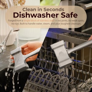 Stainless Steel Meat Mallet Hammer Tenderizer, Textured Grip Meat Mallet Tenderizer, 1.1lb Single-Piece Chicken Pounder, Large Surface Meat tenderizer Tool, 5-Year Warranty, Ablandador de carne