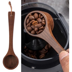 Walnut Wooden Coffee Spoon with Long Handle, Coffee Scoop Measuring for Coffee Beans, Whole Beans Ground Beans or Tea, Home Kitchen Tools Utensils - 10g