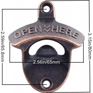 Vintage Copper Bottle Cap Opener Wall Mount, Retro Beer Bottle Opener with Screws for Homes Kitchen (Pack of 2)