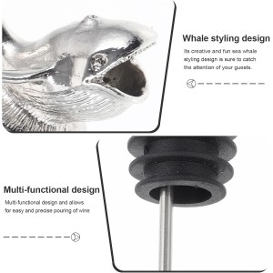 Sea Whale Wine Pourer, Zinc Alloy Silver Wine Spout, Aerator for Red and White Wine, Home Bar Accessory, Smooth Pouring, Enhances Flavor and Aroma