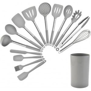 Seido 15-Piece Silicone Kitchen Utensil Set with Stainless Steel Handles, Heat-Resistant Cooking Tools