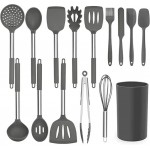 Seido 15-Piece Silicone Kitchen Utensil Set with Stainless Steel Handles, Heat-Resistant Cooking Tools
