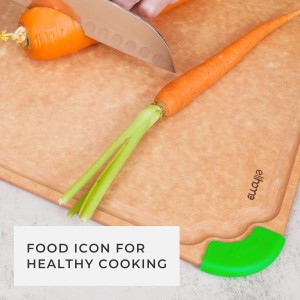 Elihome Premium Series Color Code Wood Fiber Dishwasher Safe Cutting board for Kitchen, Food Icon, Juice Grooves, Non-Porous, Non-slip Feet,Made in USA, X-Large 19 x 14 x 1/4