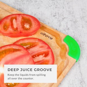 Elihome Premium Series Color Code Wood Fiber Dishwasher Safe Cutting board for Kitchen, Food Icon, Juice Grooves, Non-Porous, Non-slip Feet,Made in USA, X-Large 19 x 14 x 1/4