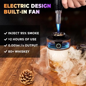 Electric Whiskey Smoker Kit with Torch, Home Bar Gift for Whiskey Lover, 6 Wood Chips – Infuse Rich Smoky Flavors in Bourbon Old Fashioned & Cocktails, Birthday Gifts for Him, Husband (Without Butane)