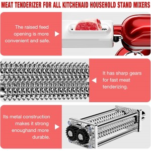 Electric Meat Tenderizer for All KitchenAid and Cuisinart Household Stand Mixers, Mixers Accesssories for Kitchen Aid Attachment, Tenderize Meat More Smoothly and Effortless, Dishwasher Safe, White