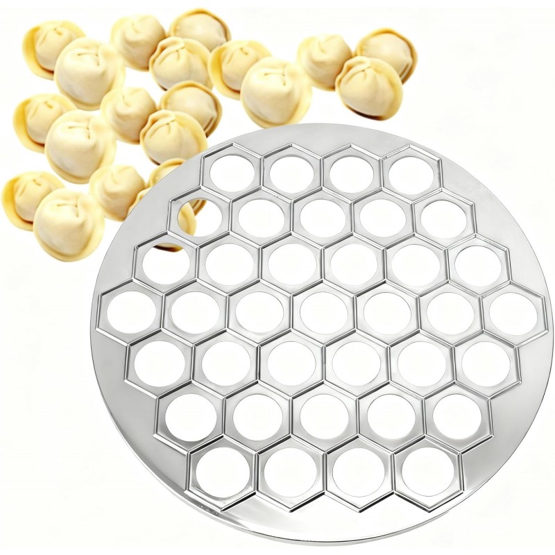 Russian Ravioli Maker Dumplings Mold Aluminum Alloy 37 Holes 9.8 Inch Pelmeni Maker Mold Pelmeni Meat Dumplings Maker for Kitchen(Silver)