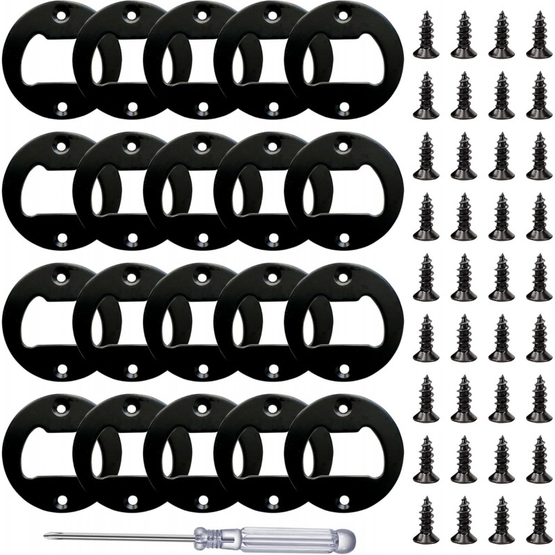 Bottle Opener Insert - 20 Sets Stainless Steel Inserts Kit with Screws Screwdriver for DIY Resin Mould Kit Hardware Parts Supply（black)