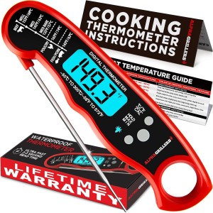 Alpha Grillers Instant Read Meat Thermometer for Cooking Grill and BBQ Griddle with Professional Digital Thermometer for Cooking