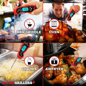 Alpha Grillers Instant Read Meat Thermometer for Cooking Grill and BBQ Griddle with Professional Digital Thermometer for Cooking