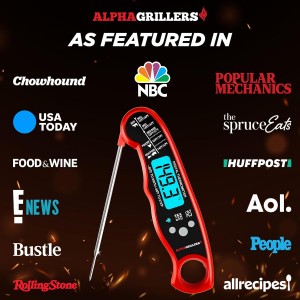 Alpha Grillers Instant Read Meat Thermometer for Cooking Grill and BBQ Griddle with Professional Digital Thermometer for Cooking