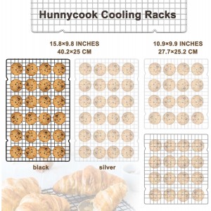 15.8”×9.8” Cooling Rack, 3P Stainless Steel Baking Rack, Oven Safe Cooling Racks for Cooking and Baking, Black Roasting Rack & Wire Rack & Cookie Cooling Rack for Roasting, Grilling, Drying