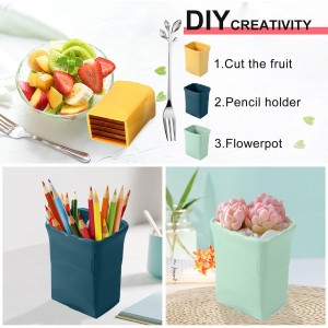 5 Pack, 3 Pcs Cup Slicers with 2 Pcs Stainless Steel leaf Forks Strawberry Slicer Banana Fruit Cutter Egg Slicer Multifunctional Soft Fruit and Vegetable Slice Fresh Platter Making