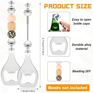 6 Pcs Beadable Beer Opener Reusable Bottle Opener Decorative for Bartenders DIY for Summer Birthday Wedding Christmas Party Favor (Silver)