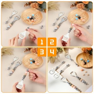 6 Pcs Beadable Beer Opener Reusable Bottle Opener Decorative for Bartenders DIY for Summer Birthday Wedding Christmas Party Favor (Silver)