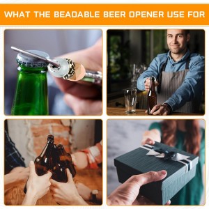 6 Pcs Beadable Beer Opener Reusable Bottle Opener Decorative for Bartenders DIY for Summer Birthday Wedding Christmas Party Favor (Silver)