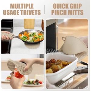 Rorecay Oven Mitts and Pot Holders Sets 6pcs, Extra Long Kitchen Silicone Oven Gloves High Heat Resistant 500 Degrees Non-Slip Potholders Hot Pads for Baking Cooking, Milkshake