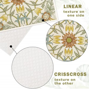 8 Packs Vintage Floral Swedish Dishcloths Blue Green Flower Kitchen Dish Towel Reusable Washable Cotton Kitchen Towels for Home Party Cleaning Housewarming, 7 x 8 Inch