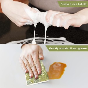 8 Packs Vintage Floral Swedish Dishcloths Blue Green Flower Kitchen Dish Towel Reusable Washable Cotton Kitchen Towels for Home Party Cleaning Housewarming, 7 x 8 Inch