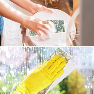 8 Packs Vintage Floral Swedish Dishcloths Blue Green Flower Kitchen Dish Towel Reusable Washable Cotton Kitchen Towels for Home Party Cleaning Housewarming, 7 x 8 Inch