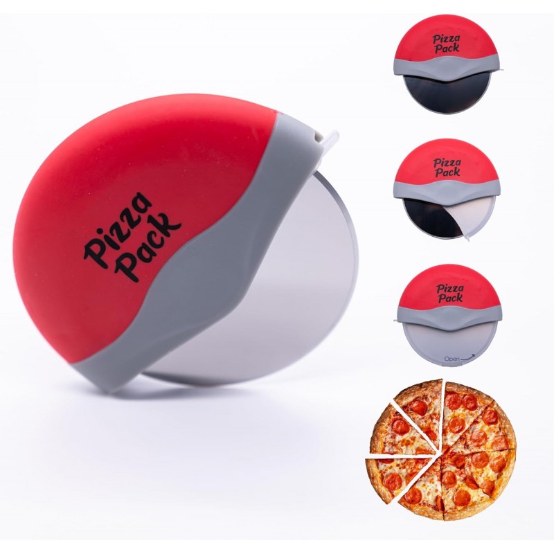 Pizza Pack® Precision Cutter - Ergonomic, Stainless Steel, Safety Blade Guard, Dishwasher Safe