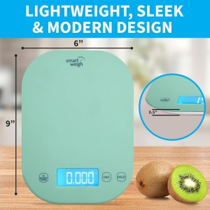 Smart Weigh Mint Green Digital Kitchen Scale for Cooking, Weight Loss, Calorie Tracking, Baking, Food Portion Control, and Meal Prep - Accurate Measurements in Grams and Ounces