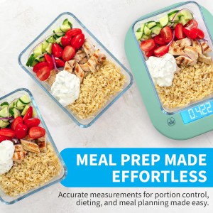 Smart Weigh Mint Green Digital Kitchen Scale for Cooking, Weight Loss, Calorie Tracking, Baking, Food Portion Control, and Meal Prep - Accurate Measurements in Grams and Ounces
