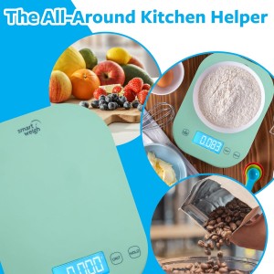 Smart Weigh Mint Green Digital Kitchen Scale for Cooking, Weight Loss, Calorie Tracking, Baking, Food Portion Control, and Meal Prep - Accurate Measurements in Grams and Ounces