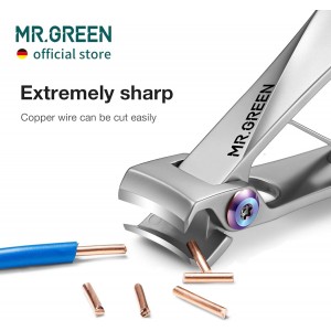 MR.GREEN Nail Clippers Wide Jaw Opening Stainless Steel Fingernail Clipper Thick Hard Toenail Cutter Manicure Scissors Tools (Nail Clipper (Large))