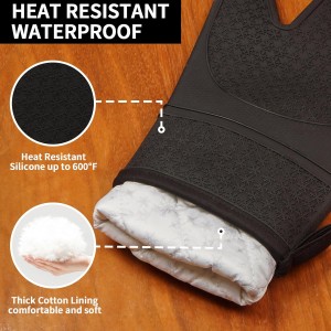 Hovico Silicone Oven Mitts, Heat Resistant 500F Kitchen Mitts 2PCS, 11.6