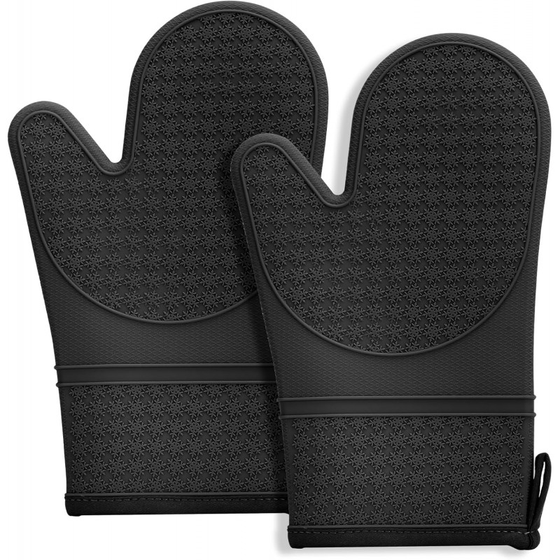 Hovico Silicone Oven Mitts, Heat Resistant 500F Kitchen Mitts 2PCS, 11.6