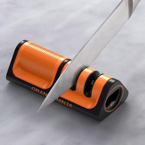 Orange Ninja Mini Knife Sharpener - Coarse & Fine Blade Sharpener, Sharpening System- Knife Sharpeners for Kitchen Knives, Pocket Kitchen Knives Sharpeners with Bottle Opener & Fridge Attachment