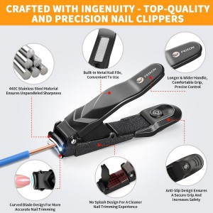 Nail Clippers for Men Women with Catcher - No Mess,Self-Collecting Heavy Duty Nail Clippers for Fingernails & Toenails, for Adult,Home,Travel,Gifts (No Splash Design)