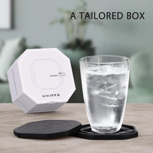 UMIRRO Silicone Cup Coasters for Drinks with Tailored Holder, Coffee Table Centerpiece, Modern Home Bar or Aesthetic Kitchen Essentials, House Decor Gifts, Set of 6, Mint and Lavender