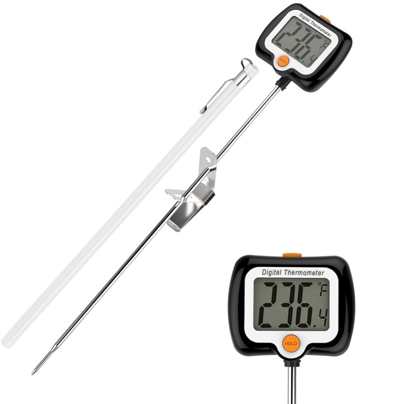 10 Inch Long Digital Candy Thermometer with Pot Clip,Deep Fry Thermometer,Rotating Display, Best Instant Read Food Meat Thermometer for Candy Making or Deep Frying