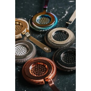 Bull in China Antique Style Hawthorne Rainbow Chrome | Bar Hand Strainer | Cocktail Strainer | Sieve for Bartending | Mixing Glass Strainer