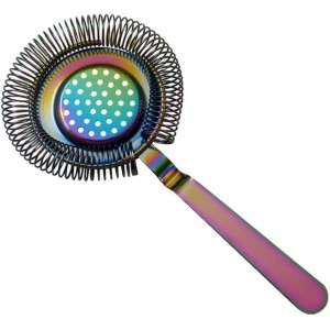 Bull in China Antique Style Hawthorne Rainbow Chrome | Bar Hand Strainer | Cocktail Strainer | Sieve for Bartending | Mixing Glass Strainer