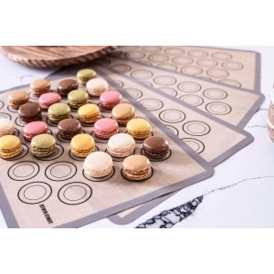 Macaron Silicone Baking Mats - Non-Stick Macaron Mat for Easy Baking | Heat Resistant & Dishwasher Safe Macaron Baking Mat | Reusable & Eco-Friendly, 1/2 Sheet Size - Pack of 4 - for Cookies & More