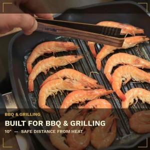 Walnut Wood Toaster Tongs Set of 4 – 10 Inch Kitchen Tongs for Toast, BBQ, Cooking & Serving | Premium Dark Hardwood | Stronger & More Durable Than Bamboo Tongs