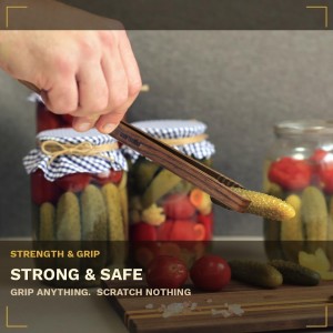 Walnut Wood Toaster Tongs Set of 4 – 10 Inch Kitchen Tongs for Toast, BBQ, Cooking & Serving | Premium Dark Hardwood | Stronger & More Durable Than Bamboo Tongs