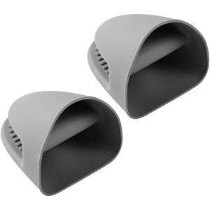 Restaurantware Comfy Grip 4.3 x 3.5 x 4.2 Inch Mini Oven Mitt Pot Holders 1 Food-Grade Finger Mitt Set - 2-Piece Set Oven-Ready Up To 446F Gray Silicone Pinch Mitts Ribbed Texture Dishwashable