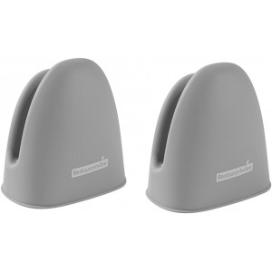 Restaurantware Comfy Grip 4.3 x 3.5 x 4.2 Inch Mini Oven Mitt Pot Holders 1 Food-Grade Finger Mitt Set - 2-Piece Set Oven-Ready Up To 446F Gray Silicone Pinch Mitts Ribbed Texture Dishwashable