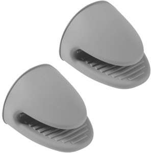 Restaurantware Comfy Grip 4.3 x 3.5 x 4.2 Inch Mini Oven Mitt Pot Holders 1 Food-Grade Finger Mitt Set - 2-Piece Set Oven-Ready Up To 446F Gray Silicone Pinch Mitts Ribbed Texture Dishwashable