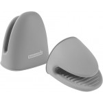 Restaurantware Comfy Grip 4.3 x 3.5 x 4.2 Inch Mini Oven Mitt Pot Holders 1 Food-Grade Finger Mitt Set - 2-Piece Set Oven-Ready Up To 446F Gray Silicone Pinch Mitts Ribbed Texture Dishwashable