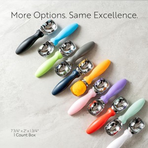 Restaurantware Comfy Grip 7.9 x 2 Inch Kitchen Ice Cream Scoop 1 Heavy-Duty Ice Cream Disher - Ergonomic PP Handle Dishwashable Gray Metal Ice Cream Spade With Lid Opener Notch Multi-Use