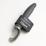 Restaurantware Comfy Grip 7.9 x 2 Inch Kitchen Ice Cream Scoop 1 Heavy-Duty Ice Cream Disher - Ergonomic PP Handle Dishwashable Gray Metal Ice Cream Spade With Lid Opener Notch Multi-Use