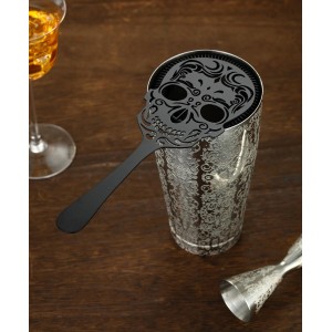 Matte Black Skull Cocktail Strainer Bar Strainer with Handle
